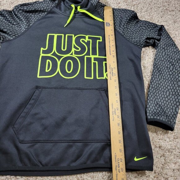 Nike Hoodie Womens Medium Black Green Logo Spellout Pullover Therma Fit - Picture 5 of 7